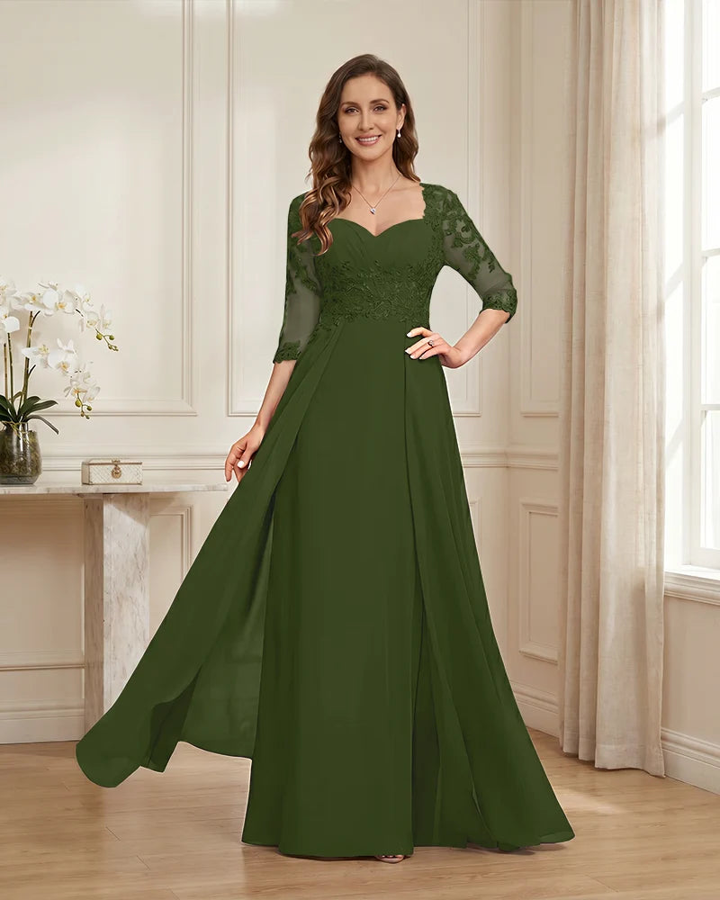 Lace-3/4-Sleeve-Chiffon-A-Line-Mother-of-the-Groom-Dress-Clover-1