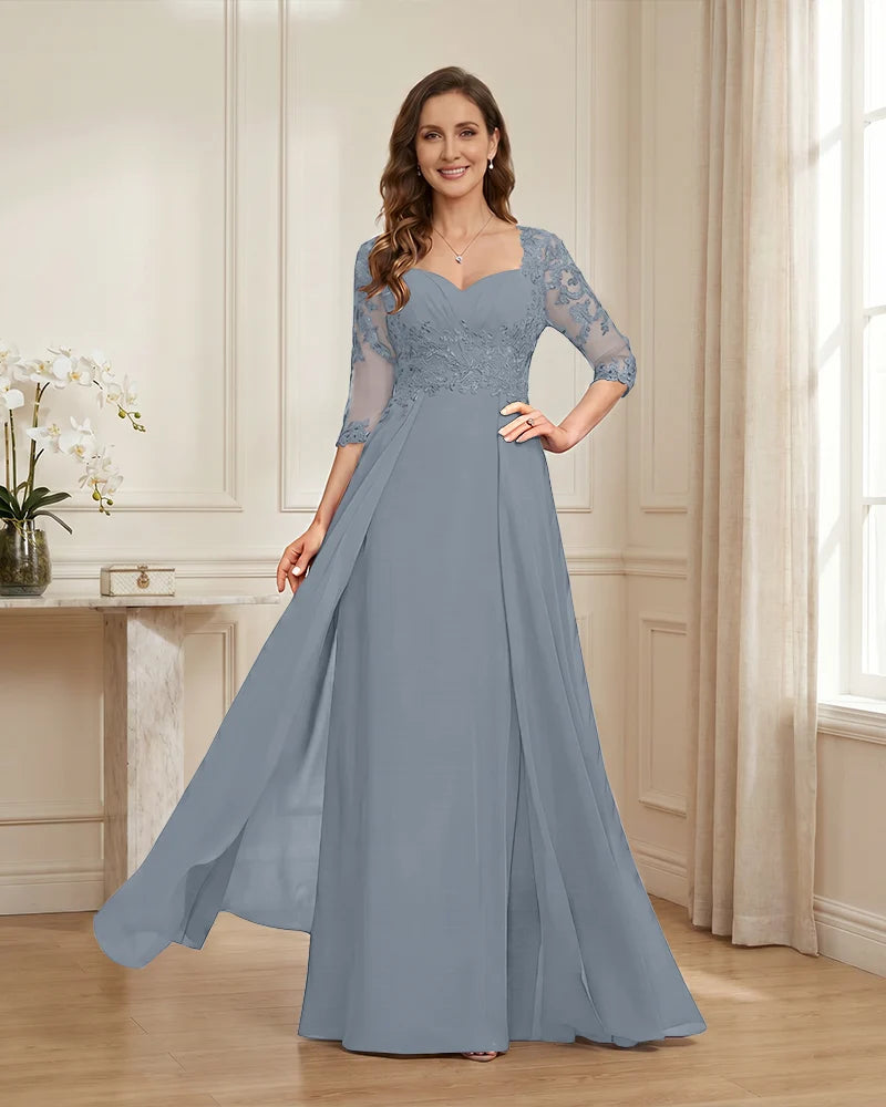 Lace-3/4-Sleeve-Chiffon-A-Line-Mother-of-the-Groom-Dress-Dusty-Blue-1