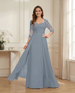 Lace-3/4-Sleeve-Chiffon-A-Line-Mother-of-the-Groom-Dress-Dusty-Blue-1