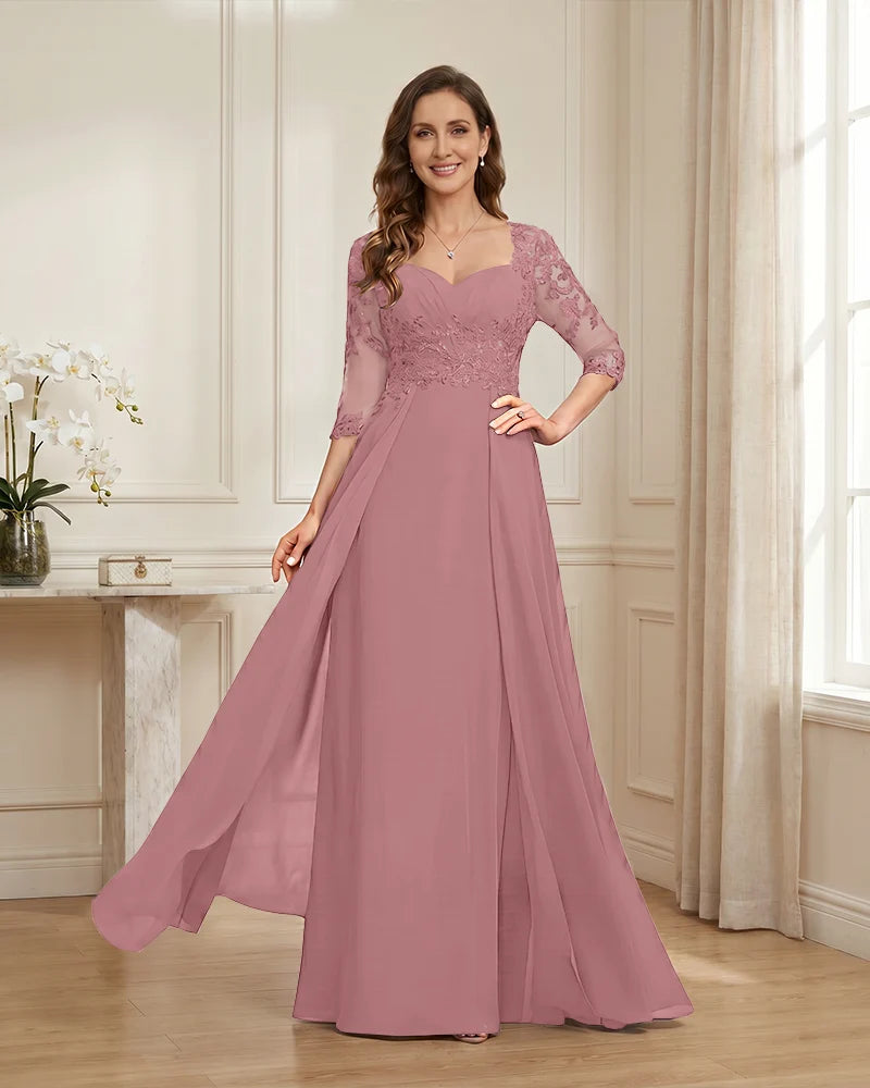 Lace-3/4-Sleeve-Chiffon-A-Line-Mother-of-the-Groom-Dress-Dusty-Rose-1