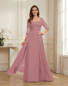 Lace-3/4-Sleeve-Chiffon-A-Line-Mother-of-the-Groom-Dress-Dusty-Rose-1