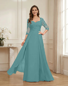 Lace-3/4-Sleeve-Chiffon-A-Line-Mother-of-the-Groom-Dress-Jade-1