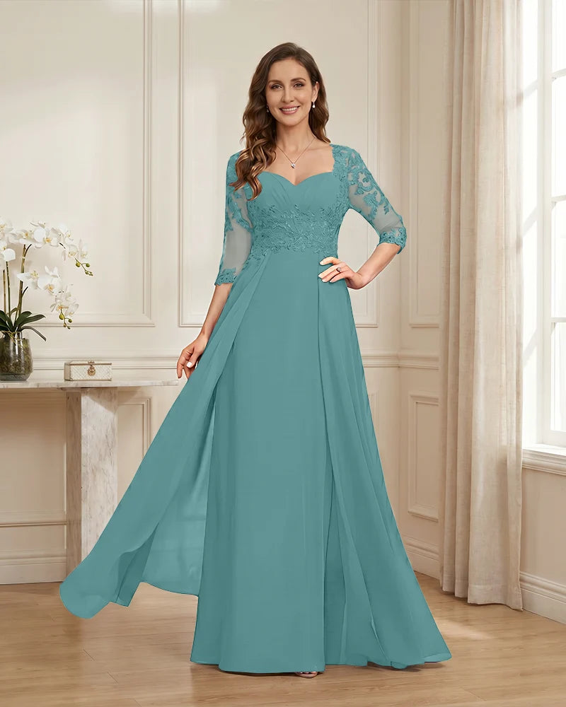 Lace-3/4-Sleeve-Chiffon-A-Line-Mother-of-the-Groom-Dress-Jade-1