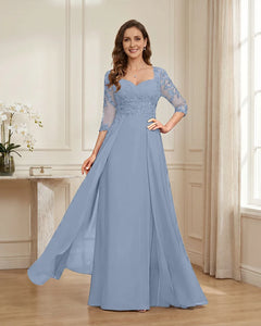 Lace-3/4-Sleeve-Chiffon-A-Line-Mother-of-the-Groom-Dress-Lavender-1