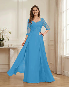 Lace-3/4-Sleeve-Chiffon-A-Line-Mother-of-the-Groom-Dress-Ocean-Blue-1