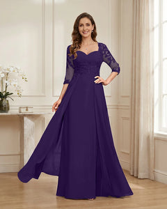 Lace-3/4-Sleeve-Chiffon-A-Line-Mother-of-the-Groom-Dress-Regency-1
