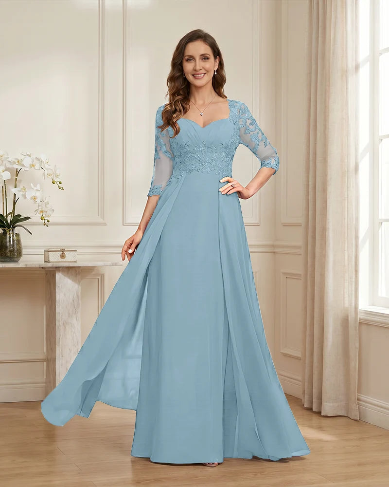 Lace-3/4-Sleeve-Chiffon-A-Line-Mother-of-the-Groom-Dress-Sky-Blue-1