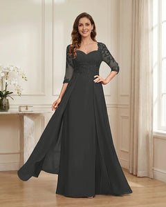 Lace-3/4-Sleeve-Chiffon-A-Line-Mother-of-the-Groom-Dress-Steel-Grey-1