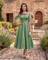Sheer Lace Bodice A Line Formal Mother of the Bride Dress