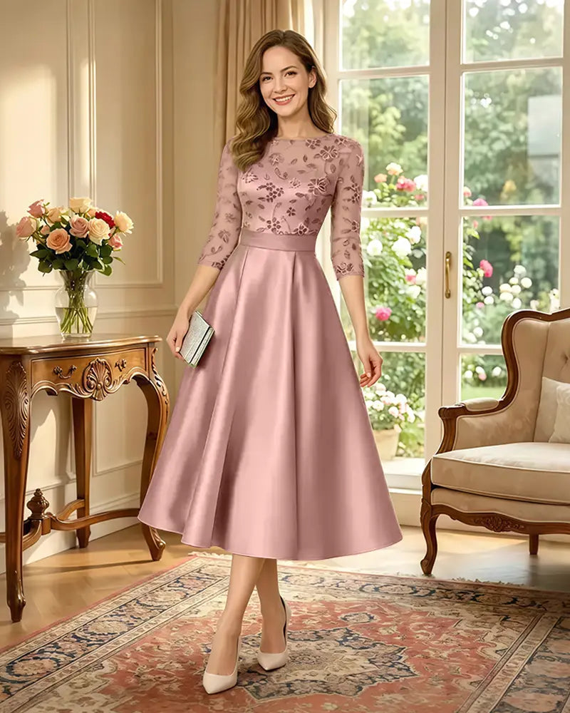 Satin-Tea-Length-Mother-of-the-Bride-Dress-with-Floral-Lace-Blushing-Pink-1