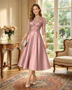 Satin-Tea-Length-Mother-of-the-Bride-Dress-with-Floral-Lace-Blushing-Pink-1