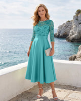 Satin-Tea-Length-Mother-of-the-Bride-Dress-with-Floral-Lace-Jade-1