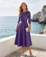 Satin-Tea-Length-Mother-of-the-Bride-Dress-with-Floral-Lace-Regency-1