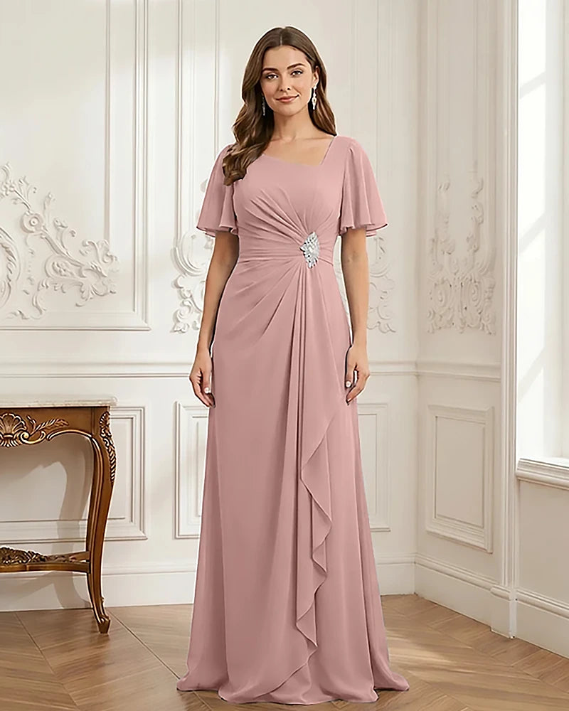 Chiffon-Flutter-Sleeves-Mother-of-the-Bride-Dress-with-Beaded-Blushing-Pink-1