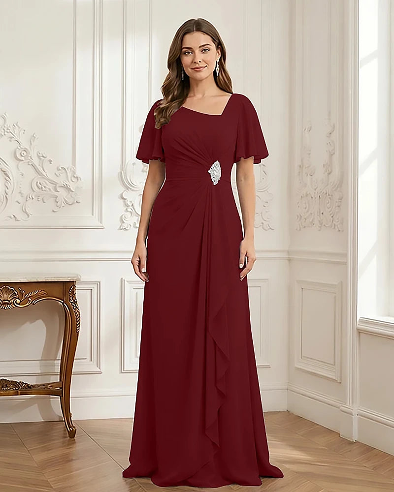 Chiffon-Flutter-Sleeves-Mother-of-the-Bride-Dress-with-Beaded-Burgundy-1