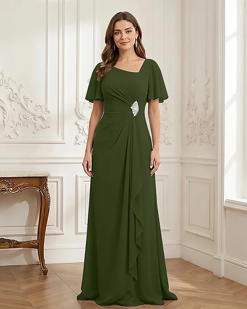 Chiffon-Flutter-Sleeves-Mother-of-the-Bride-Dress-with-Beaded-Clover-1