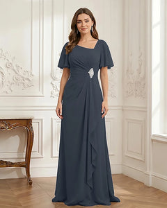 Chiffon-Flutter-Sleeves-Mother-of-the-Bride-Dress-with-Beaded-Navy-Blue-1