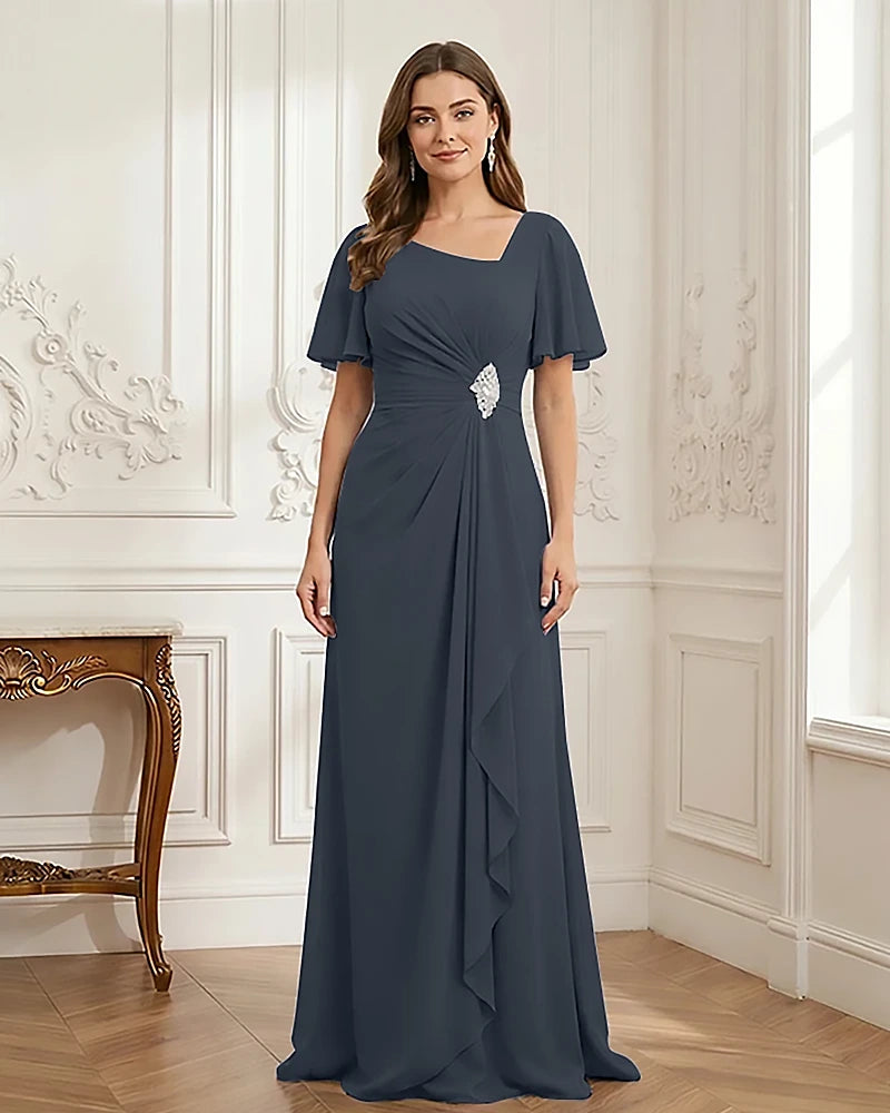 Chiffon-Flutter-Sleeves-Mother-of-the-Bride-Dress-with-Beaded-Navy-Blue-1