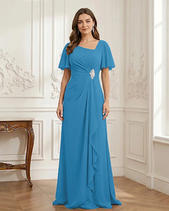 Chiffon-Flutter-Sleeves-Mother-of-the-Bride-Dress-with-Beaded-Ocean-Blue-1