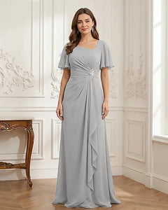 Chiffon-Flutter-Sleeves-Mother-of-the-Bride-Dress-with-Beaded-Silver-1