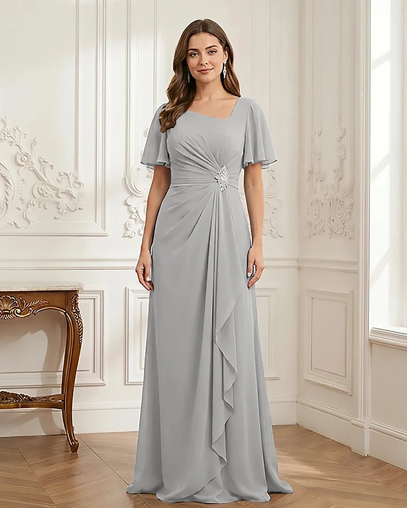 Chiffon-Flutter-Sleeves-Mother-of-the-Bride-Dress-with-Beaded-Silver-1