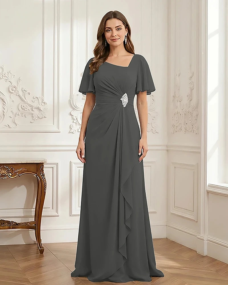 Chiffon-Flutter-Sleeves-Mother-of-the-Bride-Dress-with-Beaded-Steel-Grey-1