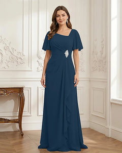 Chiffon-Flutter-Sleeves-Mother-of-the-Bride-Dress-with-Beaded-Teal-1