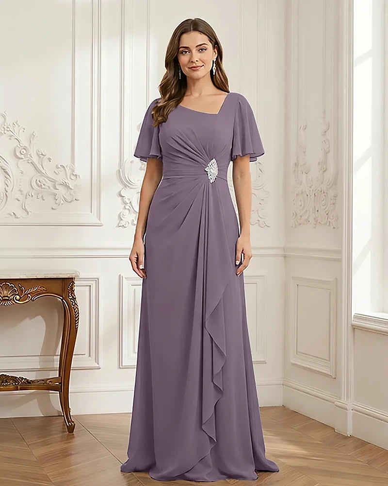 Chiffon-Flutter-Sleeves-Mother-of-the-Bride-Dress-with-Beaded-Wisteria-1