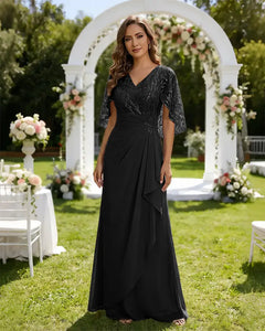 Lace-Capelet-Chiffon-Mother-of-the-Bride-Dress-Black-1