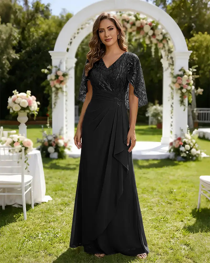 Lace-Capelet-Chiffon-Mother-of-the-Bride-Dress-Black-1