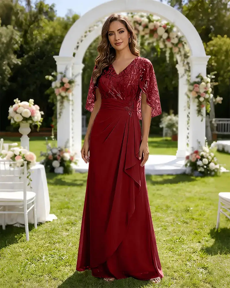Lace-Capelet-Chiffon-Mother-of-the-Bride-Dress-Burgundy-1