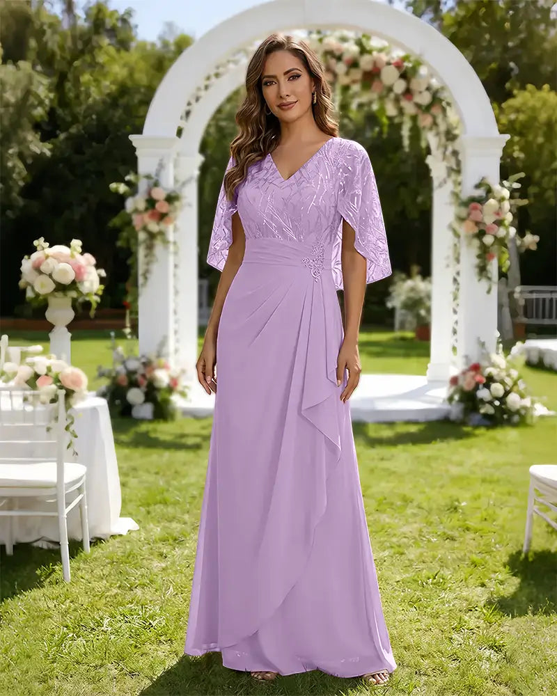 Lace-Capelet-Chiffon-Mother-of-the-Bride-Dress-Lilac-1