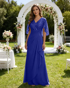 Lace-Capelet-Chiffon-Mother-of-the-Bride-Dress-Royal-Blue-1