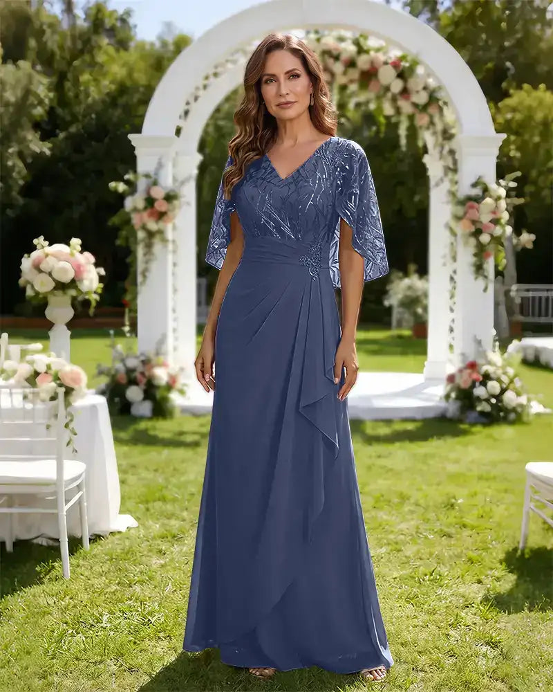 Lace-Capelet-Chiffon-Mother-of-the-Bride-Dress-Steel-Blue-1