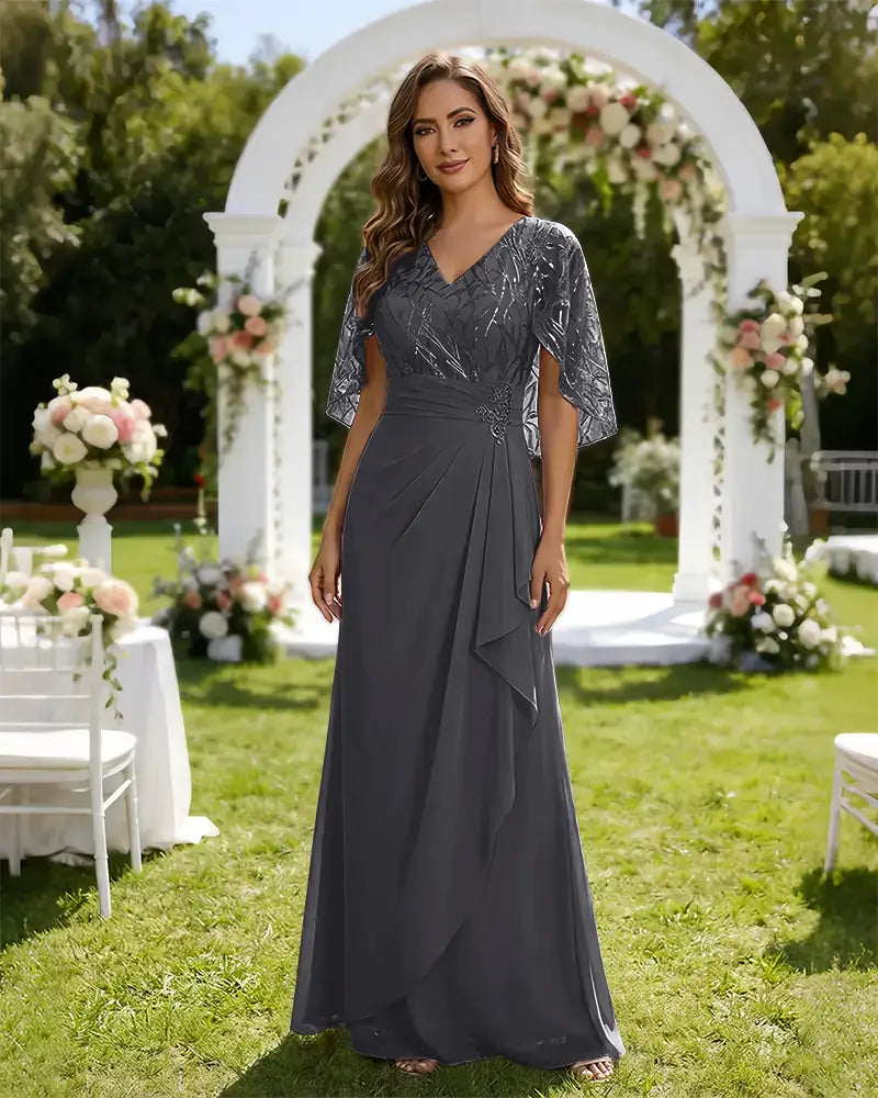 Lace-Capelet-Chiffon-Mother-of-the-Bride-Dress-Steel-Grey-1