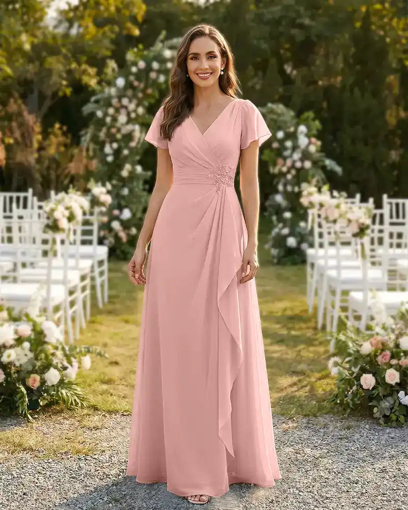A-Line-Chiffon-Mother-of-the-Bride-Dress-with-Flutter-Sleeves-Blushing-Pink-1