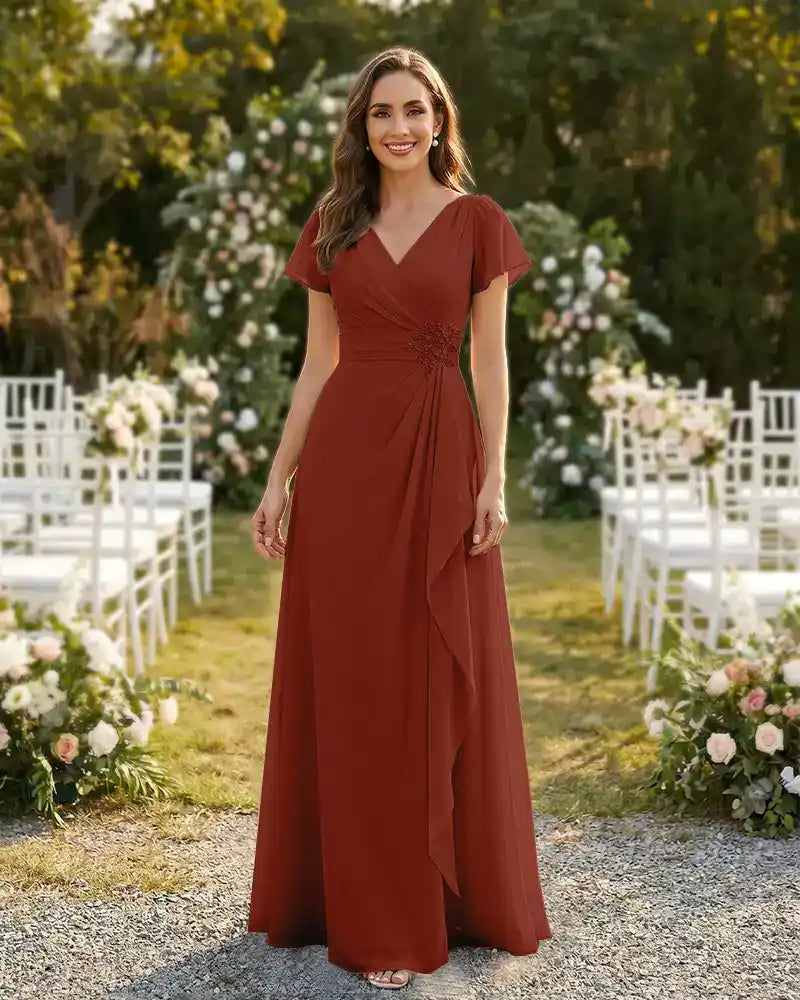 A-Line-Chiffon-Mother-of-the-Bride-Dress-with-Flutter-Sleeves-Burnt-Orange-1