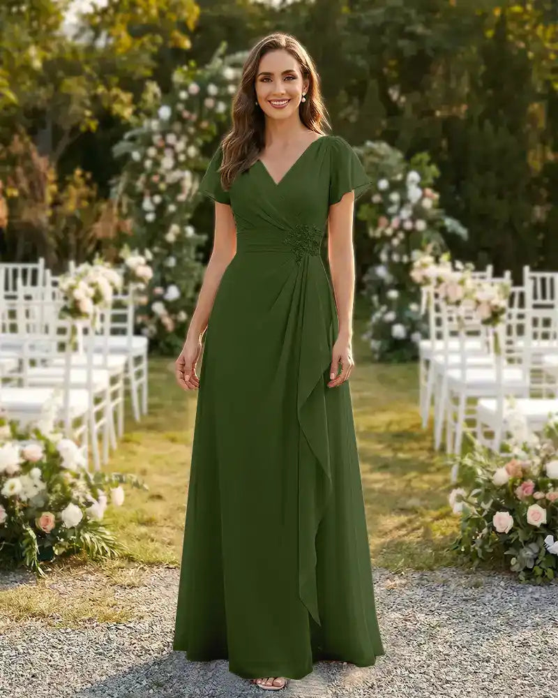 A-Line-Chiffon-Mother-of-the-Bride-Dress-with-Flutter-Sleeves-Clover-1