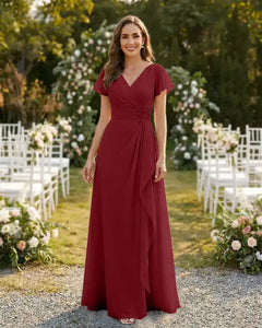 A-Line-Chiffon-Mother-of-the-Bride-Dress-with-Flutter-Sleeves-Desert-Rose-1