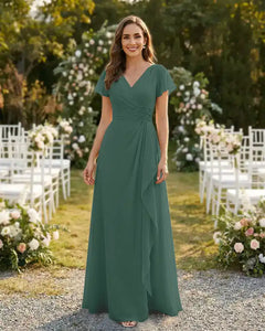 A-Line-Chiffon-Mother-of-the-Bride-Dress-with-Flutter-Sleeves-Eucalptus-1