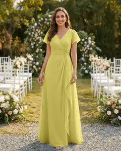 A-Line-Chiffon-Mother-of-the-Bride-Dress-with-Flutter-Sleeves-Lemon-1