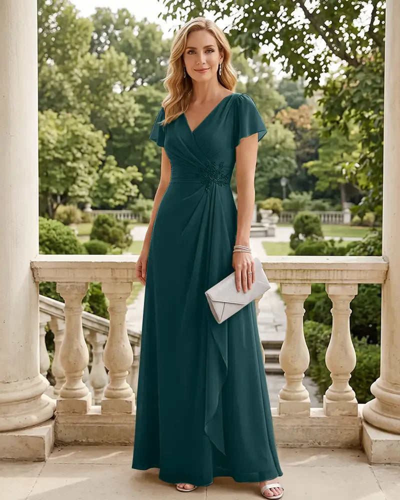 A-Line-Chiffon-Mother-of-the-Bride-Dress-with-Flutter-Sleeves-Peacock-1
