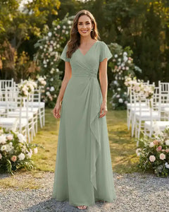 A-Line-Chiffon-Mother-of-the-Bride-Dress-with-Flutter-Sleeves-Sage-1
