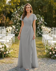 A-Line-Chiffon-Mother-of-the-Bride-Dress-with-Flutter-Sleeves-Silver-1