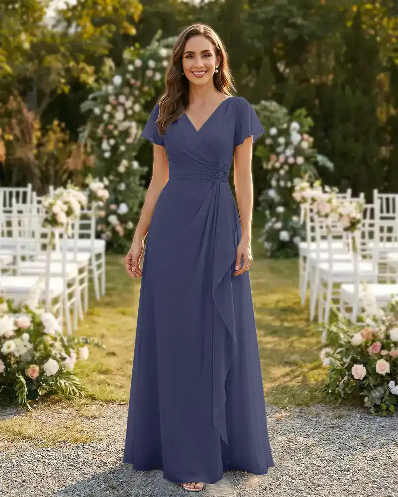 A-Line-Chiffon-Mother-of-the-Bride-Dress-with-Flutter-Sleeves-Steel-Blue-1