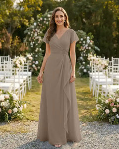 A-Line-Chiffon-Mother-of-the-Bride-Dress-with-Flutter-Sleeves-Taupe-1