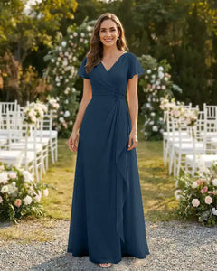 A-Line-Chiffon-Mother-of-the-Bride-Dress-with-Flutter-Sleeves-Teal-1