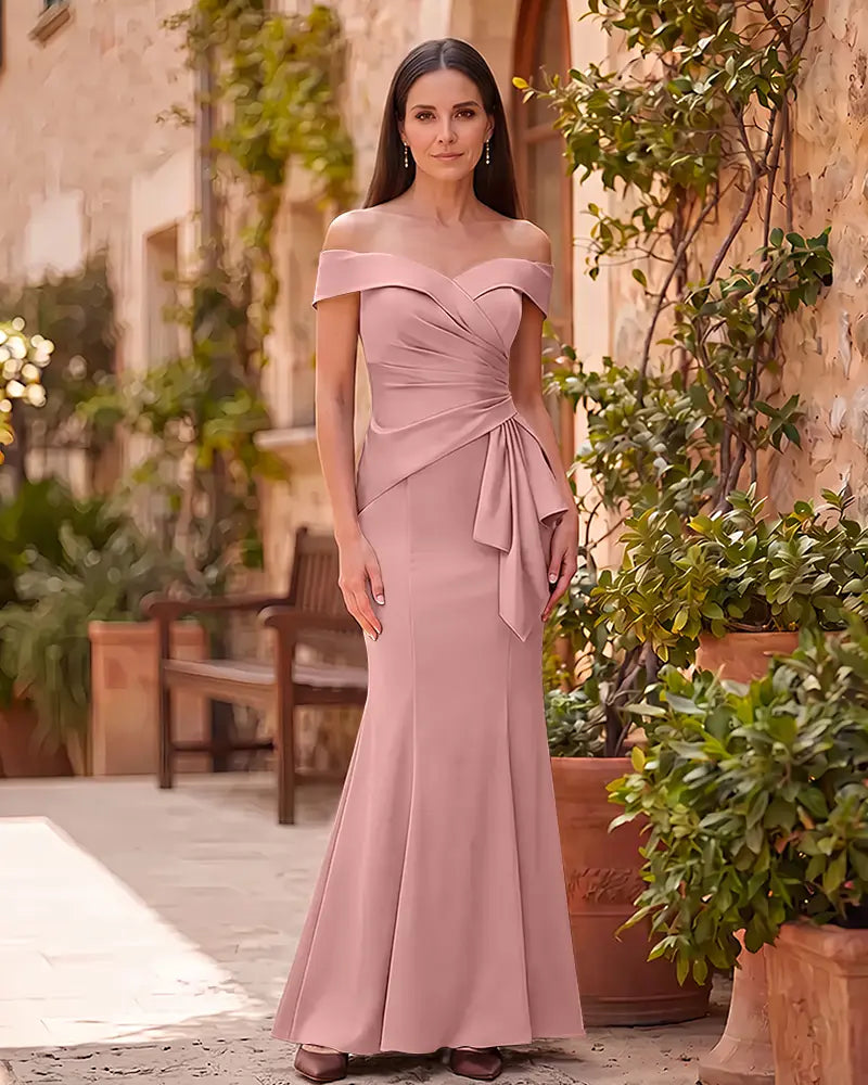 Ruched Waist Mermaid Mother of the Bride Dress with Side Bow