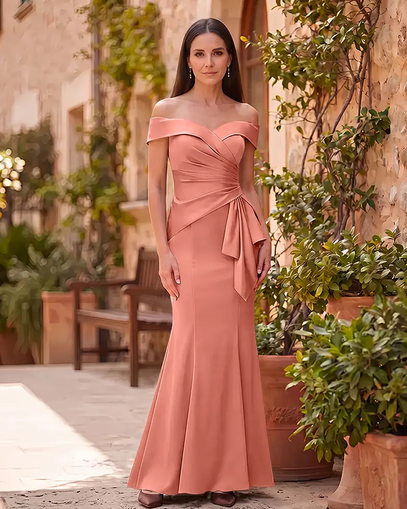 Ruched Waist Mermaid Mother of the Bride Dress with Side Bow