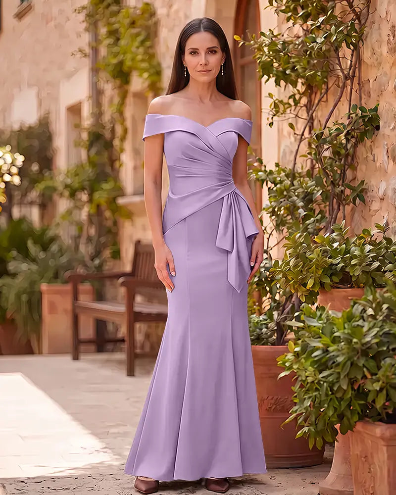 Ruched Waist Mermaid Mother of the Bride Dress with Side Bow